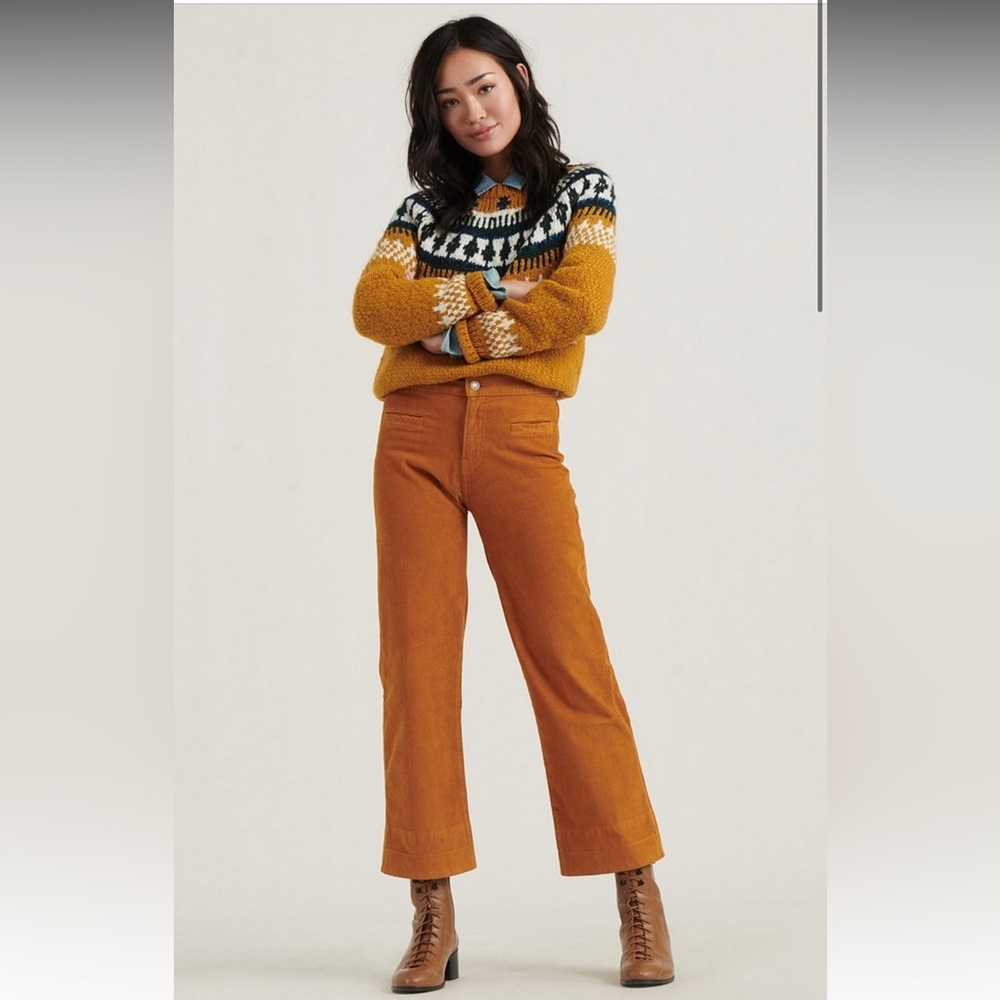 Lucky Brand Mid Rise Crop Wide Leg Corduroy Jean